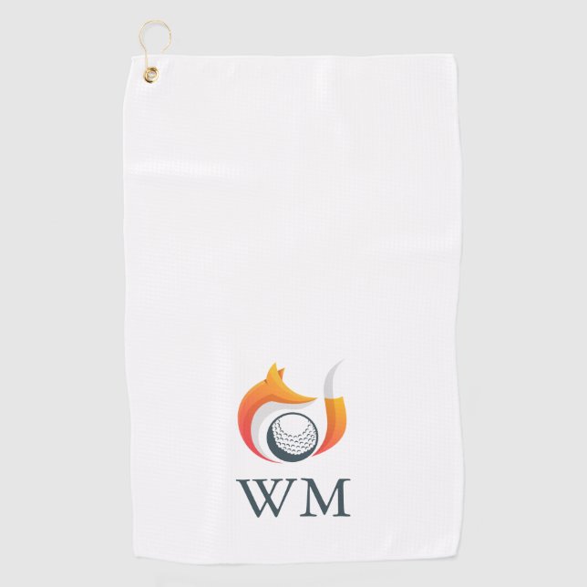 Personalized Monogram Fox And Ball  Golf Towel (Front)