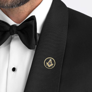 Personalized Monogram Freemason Gifts Black & Gold Finish Lapel Pin