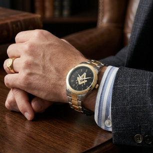 Personalized Monogram Freemason Gifts Black & Watch