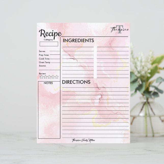 Personalized Monogram From the Kitchen of.. Recipe (Standing Front)