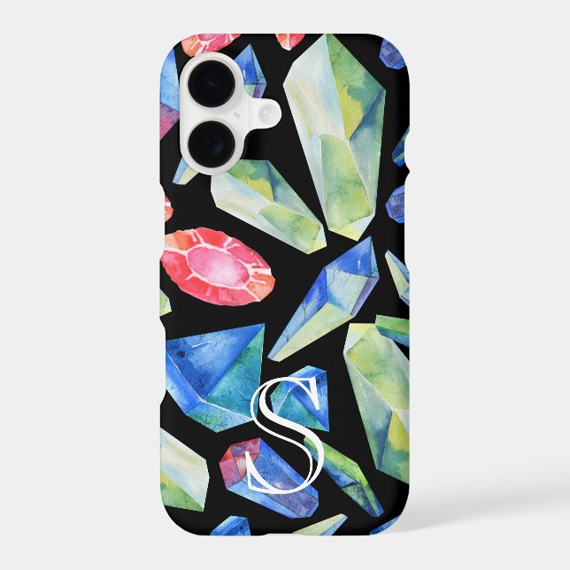 Personalized Monogram Gems Pattern Iphone Case (Back)