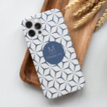 personalized monogram geometric blue  iPhone 15 case<br><div class="desc">Protect your iPhone in style with our modern and stylish iPhone case. Featuring a beautiful blue geometric pattern on a crisp white background, this case is a true fashion statement. Personalize it with your own monogram, making it uniquely yours. With our easy-to-use Zazzle transfer tool, you can easily transfer this...</div>