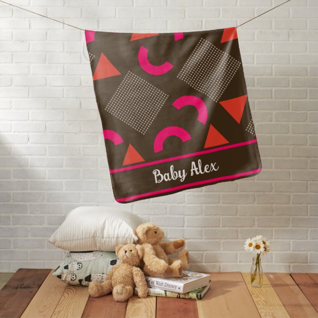Personalized monogram Geometric shape pattern Baby Blanket (In Situ)