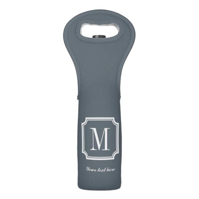 Personalized monogram gift wine bottle tote bag (Back)