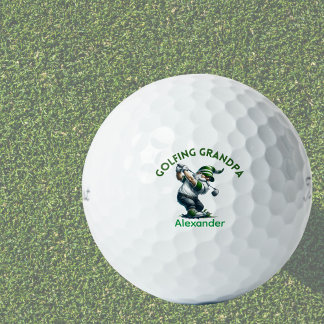 Personalized Monogram Gnome Golfing Grandpa Golf Balls