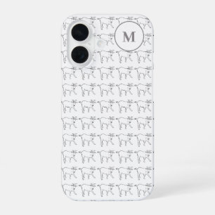 Personalized Monogram Goat Black & White Line Art iPhone 16 Case