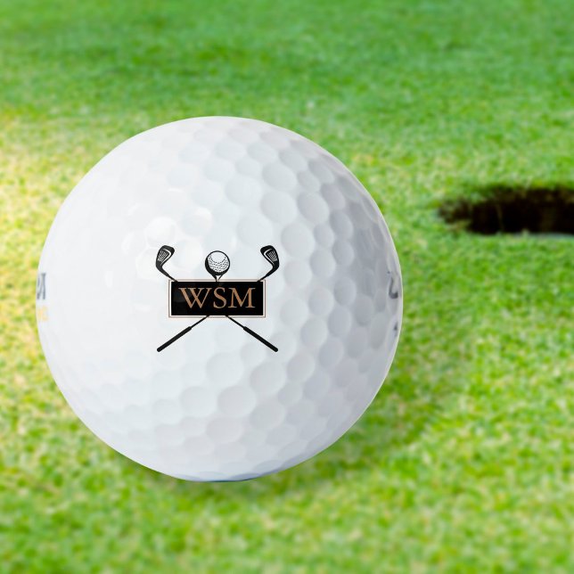 Personalized Monogram Gold and Black Golf Balls (Creator Uploaded)