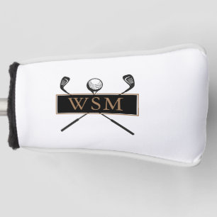 Personalized Monogram Gold and Black Stylish Golf Head Cover