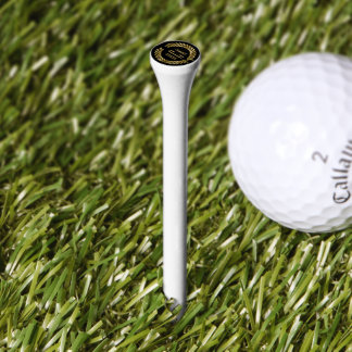 Personalized Monogram Gold Black Laurel Wreath Golf Tees