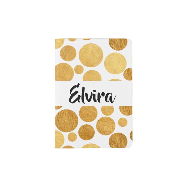 Personalized Monogram Gold Foil Paint Circles Cute Passport Holder (Front)