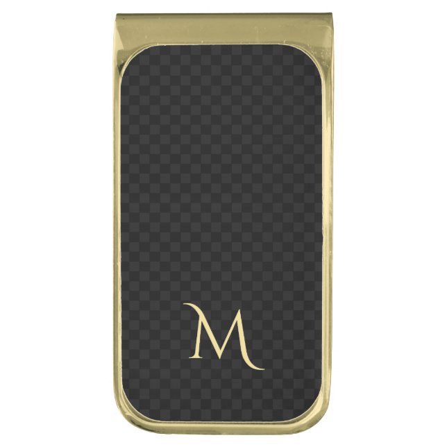 Personalized Monogram Gold Plated Brass Money Clip (Front Vertical)