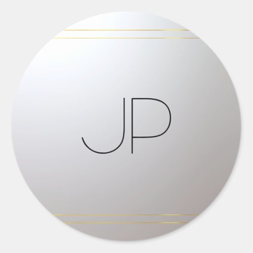 Personalized Monogram Gold Silver Template Initial Classic Round Sticker