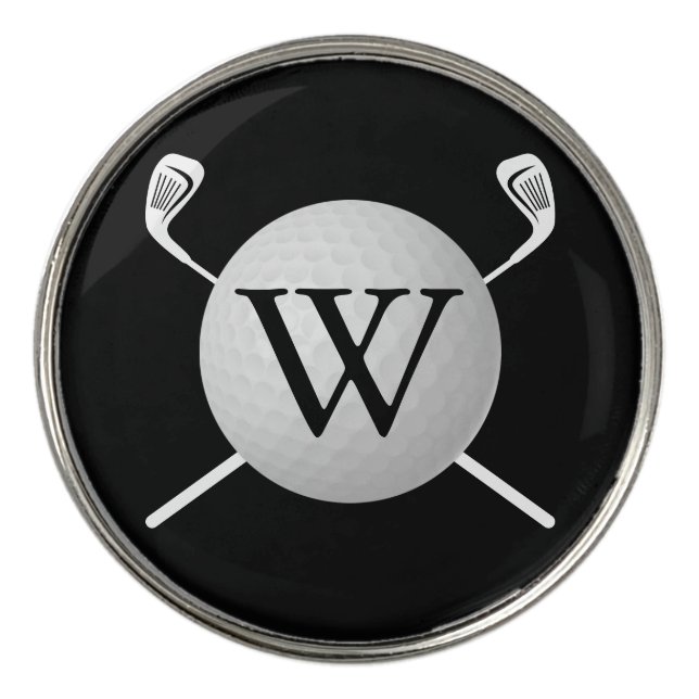 Personalized Monogram Golf Ball Clubs Golf Ball Marker (Front)