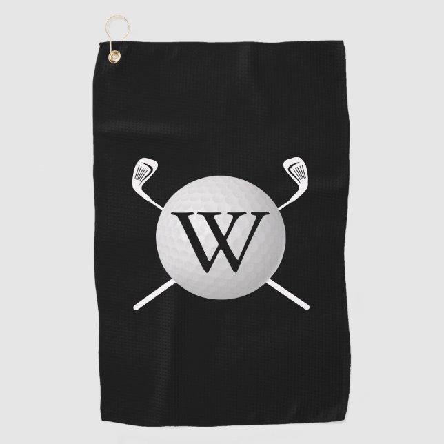 Personalized Monogram Golf Ball Clubs Golf Towel (Front)