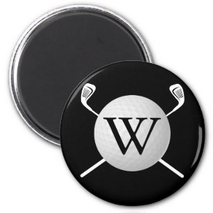 Personalized Monogram Golf Ball Clubs Magnet