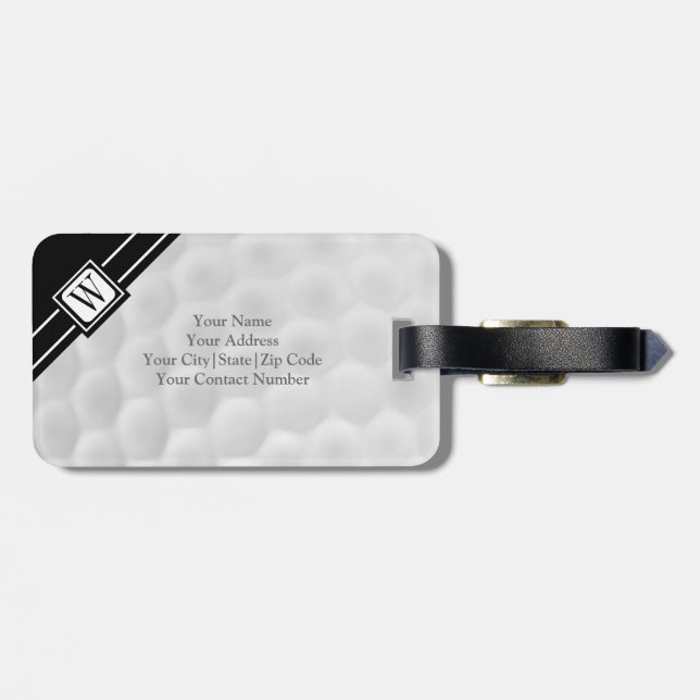 Personalized Monogram Golf Ball Luggage Tag (Back Horizontal)