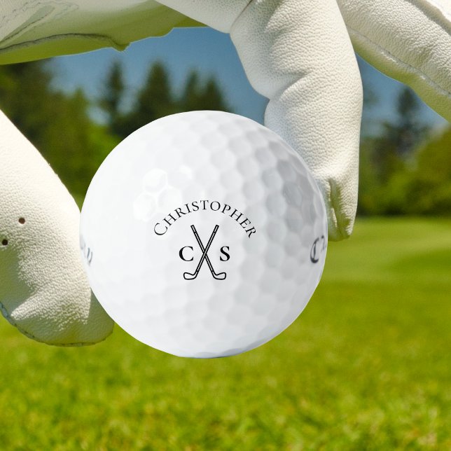 Personalized Monogram Golf Balls (Custom golf balls with monogram initials and name. Perfect personalized gift for any golfer.)