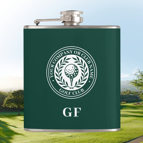 Personalized Monogram Golf Club Name Green Flask