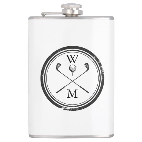 Personalized Monogram Golf Clubs Ball Flask