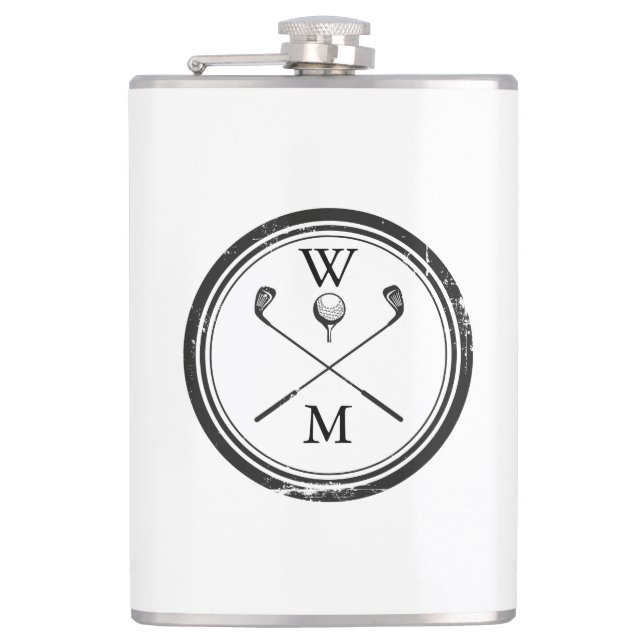 Personalized Monogram Golf Clubs Ball Flask (Front)
