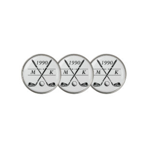Personalized Monogram Golf Clubs Ball Marker