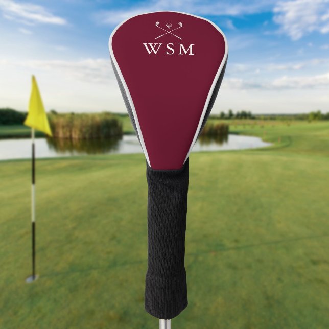 Personalized Monogram Golf Clubs Burgundy Red Head Cover (Personalized Monogram Golf Clubs Burgundy Red Golf Head Cover)