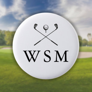 Personalized Monogram Golf Clubs Button