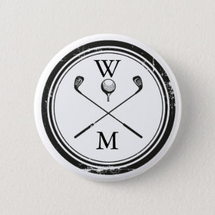Personalized Monogram Golf Clubs Button