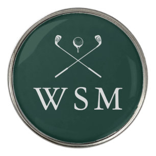 Personalized Monogram Golf Clubs Emerald Green Ball Marker