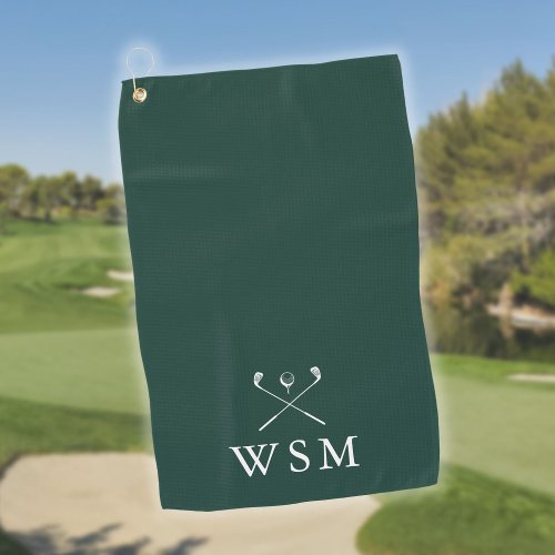 Personalized Monogram Golf Clubs Emerald Green Golf Towel