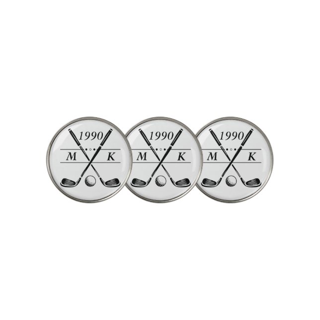 Personalized Monogram Golf Clubs Golf Ball Marker (3 Up)
