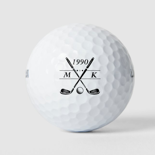 Personalized Monogram Golf Clubs Golf Balls (Front)