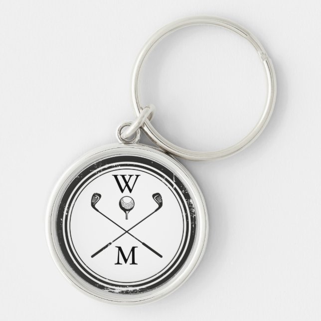 Personalized Monogram Golf Clubs Keychain (Front)