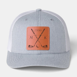 Personalized Monogram Golf Clubs Leather Patch Hat