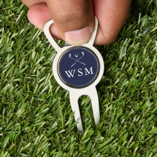 Personalized Monogram Golf Clubs Navy Blue Divot Tool