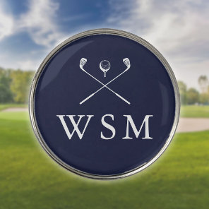 Personalized Monogram Golf Clubs Navy Blue Golf Ball Marker