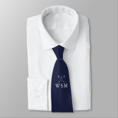 Personalized Monogram Golf Clubs Navy Blue Golf Neck Tie at Zazzle