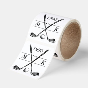 Personalized Monogram Golf Clubs Square Sticker