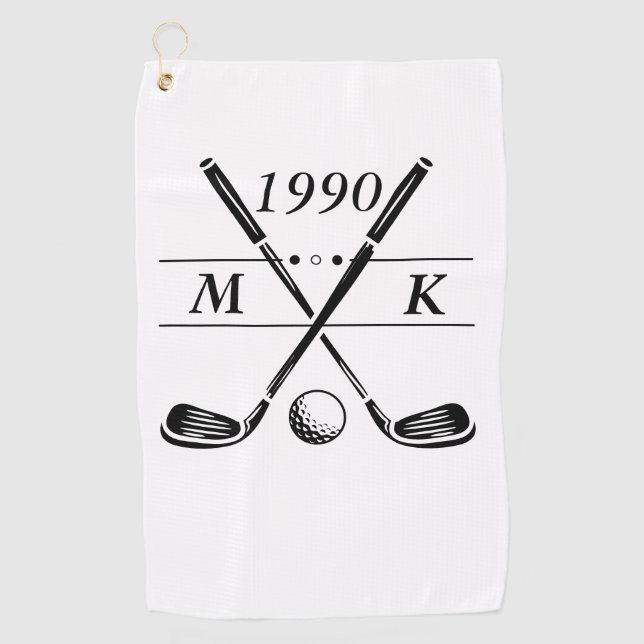 Personalized Monogram Golf Clubs Towel (Front)