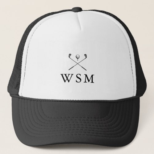 Personalized Monogram Golf Clubs Trucker Hat