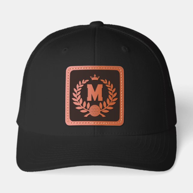 Personalized Monogram Golf Leather Patch Hat (Front)