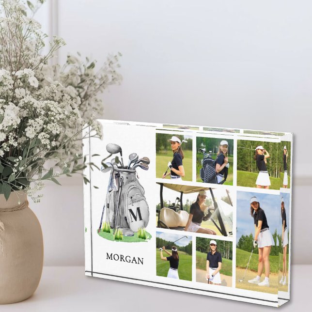Personalized Monogram Golf Photo Collage Block (Personalized Monogram Golf Photo Collage Block)