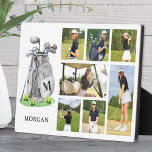 Personalized Monogram Golf Photo Collage Plaque<br><div class="desc">This personalized photo plaque with an easel stand is a great way to honor favorite memories with a golf-inspired twist. On the left side, the design features a watercolor-style golf bag with a custom monogram initial printed on the bag itself. Below, the recipient's name appears in a classic serif font...</div>