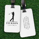 Personalized Monogram Golfer Luggage Tag<br><div class="desc">This design features a golfer swinging a club and has two text fields that you can use to personalize it - perhaps with a name and golf team or club.</div>