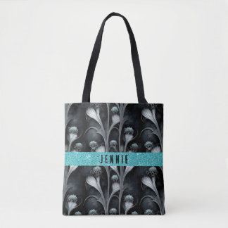 Personalized Monogram Gothic Flowers HalloweenGift Tote Bag