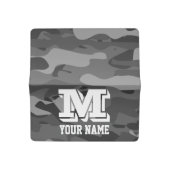 Personalized monogram gray army camo camouflage checkbook cover (Open)