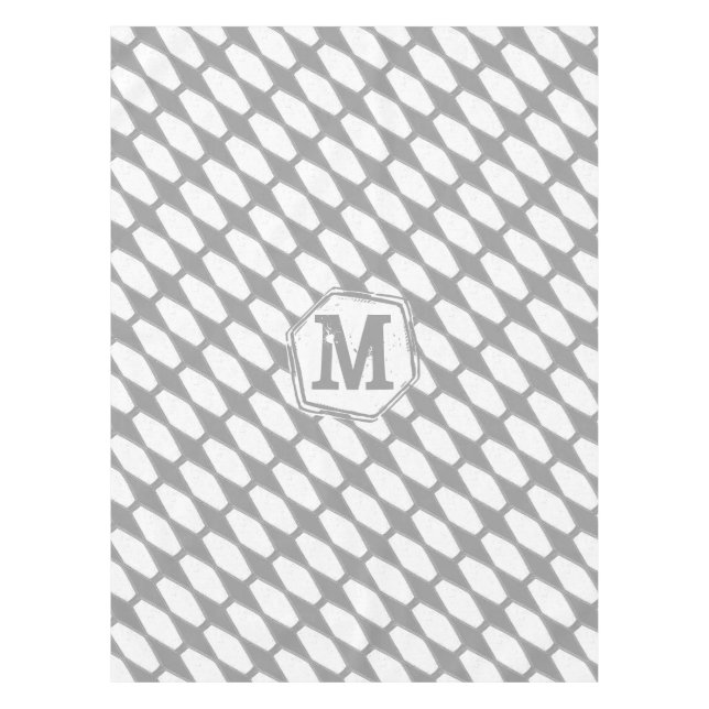 Personalized Monogram Gray Geometric Pattern Tablecloth (Front)