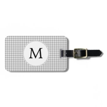 Personalized Monogram Gray Houndstooth Pattern Luggage Tag