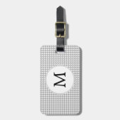 Personalized Monogram Gray Houndstooth Pattern Luggage Tag (Front Vertical)