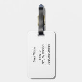 Personalized Monogram Gray Houndstooth Pattern Luggage Tag (Back Vertical)
